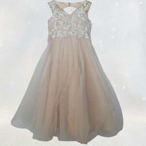 DB Studio Ivory/Cashmere Girls Embellished Glitter Tulle Flower girl Dress Gown